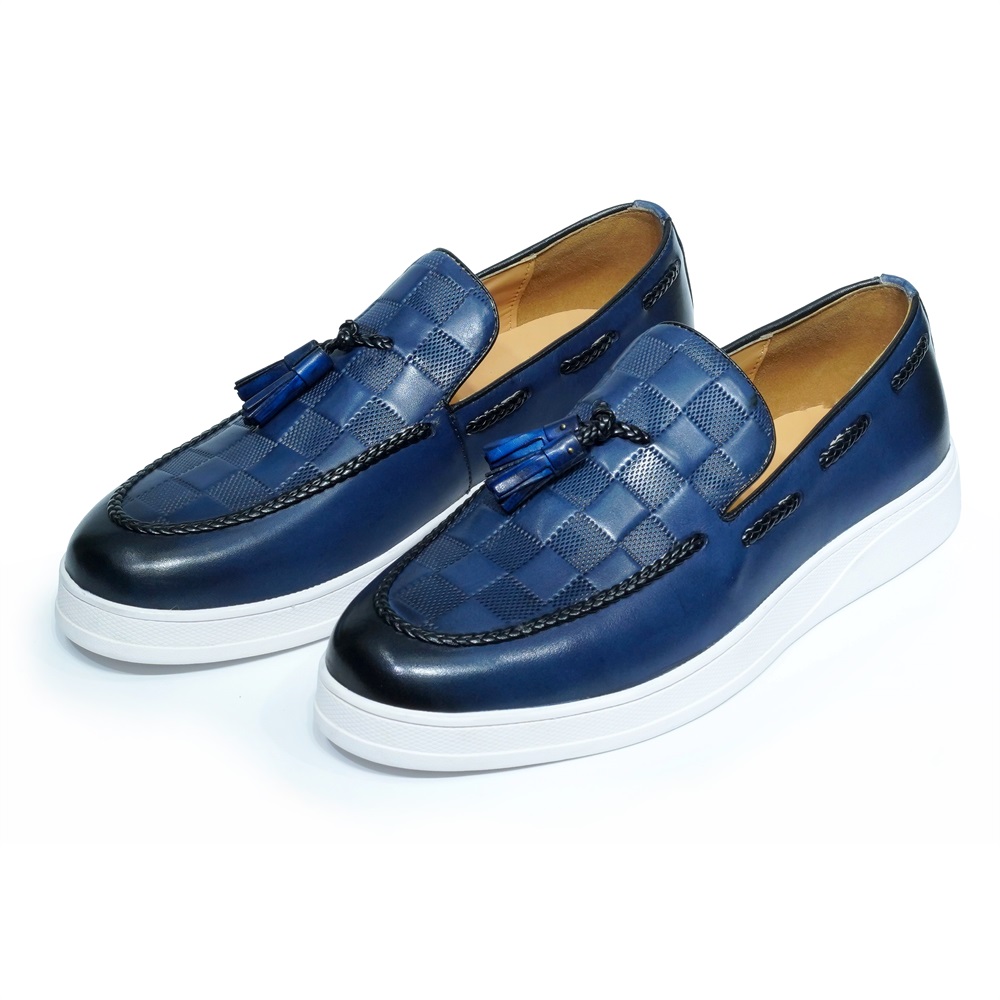 Tassel Fringe Trim - Sapato mocassim de couro genuíno masculino,
