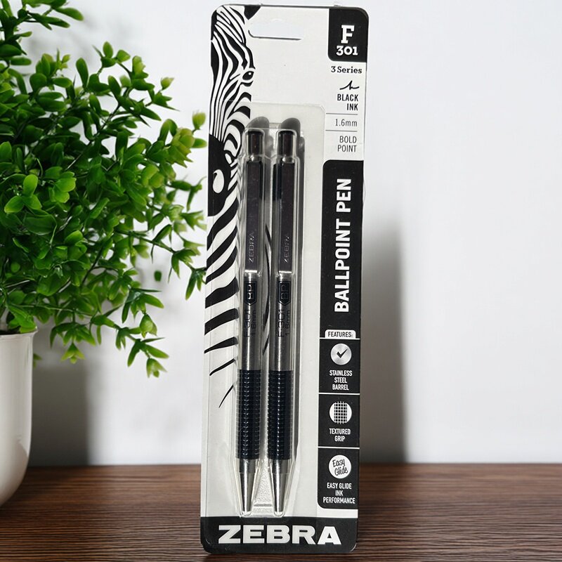 Zebra Pen F-301 - Caneta esferográfica de aço inoxidável ZEBRA