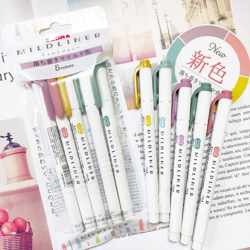 Zebra Pen Mildliner - Novos marcadores iluminadores zebra mildliner, caneta