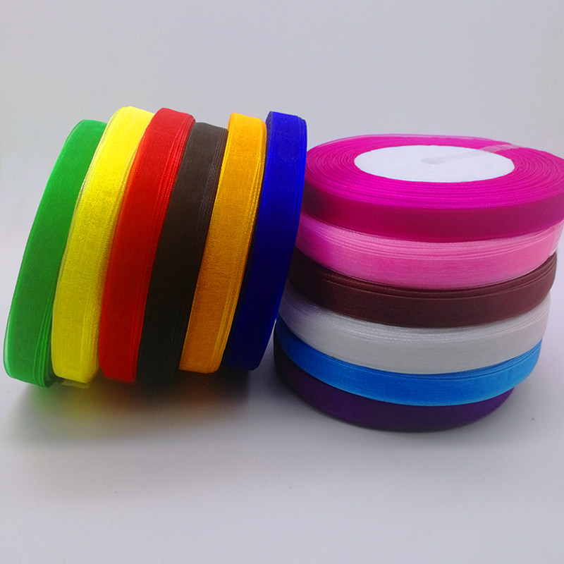 Organza Ribbon Spool - Quente 10mm 50 jardas carretel cetim