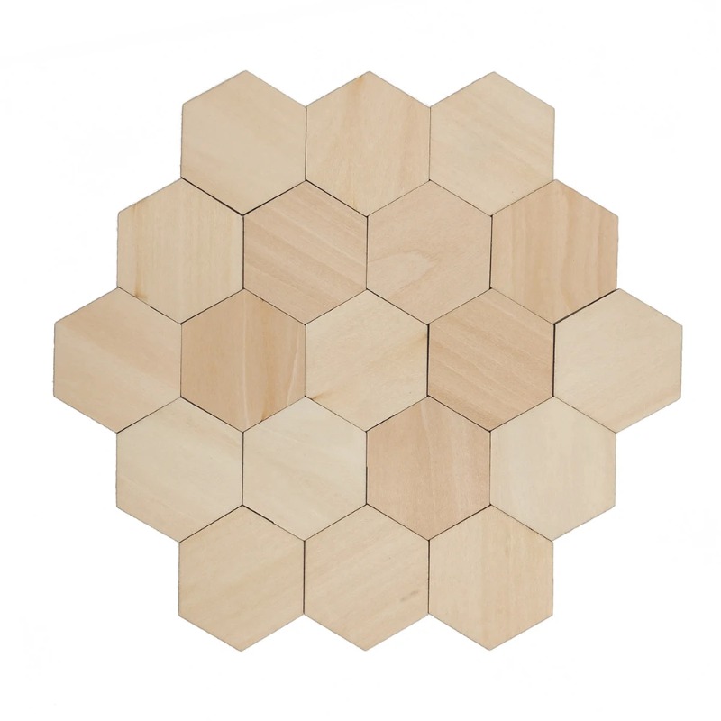 Christmas Craft Embellishment - Fatias hexagonais de madeira em branco,