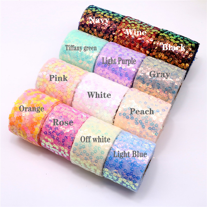 8cm 10cm 10 jardas glitter lan - Organza Ribbon Spool avaliação e preço